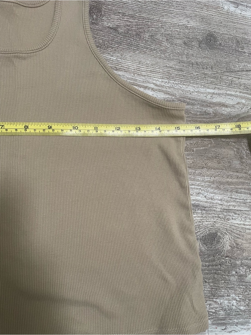 ARQ Ribbed Sal Crop Tank in Taupe - Picture 3 of 4